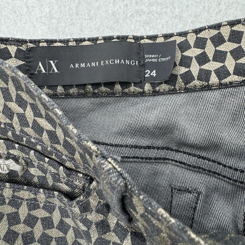 Armani Exchange Pants‎ Womens 24 Skinny Stretch Printed Coated Leggings NWT - Picture 3 of 8